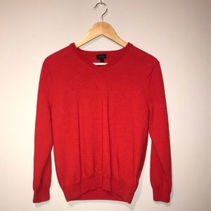 J crew Merino Wool vneck red sweater size medium
